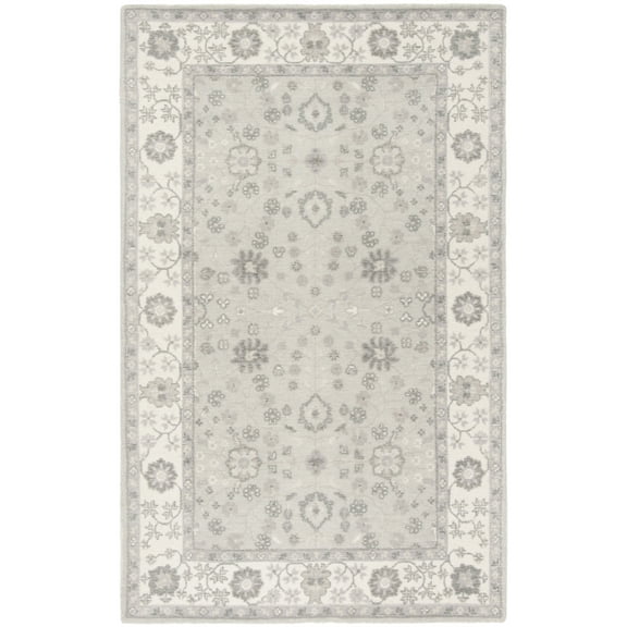 SAFAVIEH Restoration Vintage Eliot Floral Bordered Area Rug, Ivory/Silver, 3' x 5'