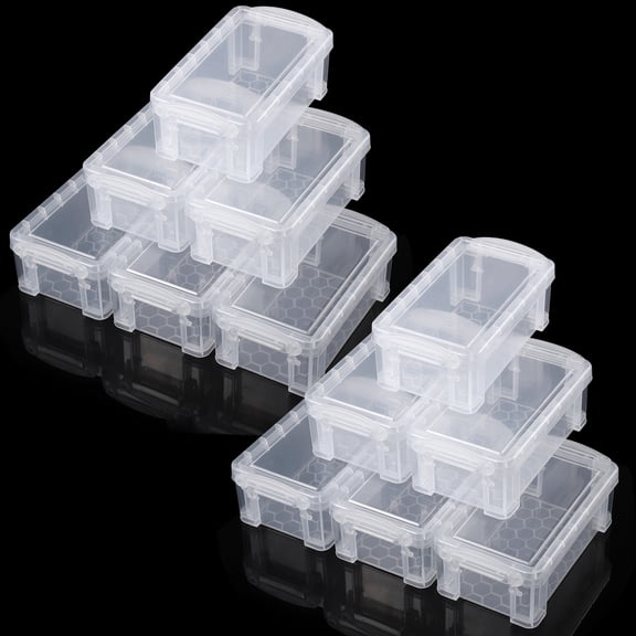 12 Pcs Mini Plastic Boxes, Small Clear Storage Containers with Locking Lids, Clear Plastic Organizers for Crafts, Stationery, Jewelry, Sewing, Multipurpose Cases for Accessories