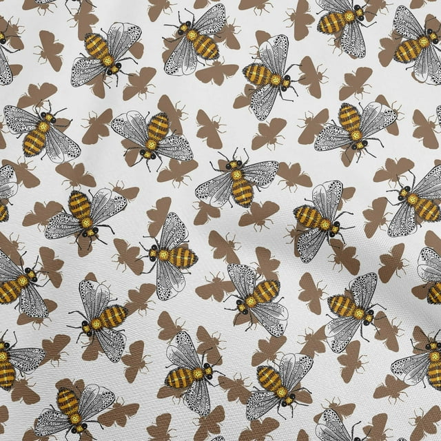 oneOone Velvet Brown Fabric Honey Bees Sewing Craft Projects Fabric Prints By Yard 58 Inch Wide