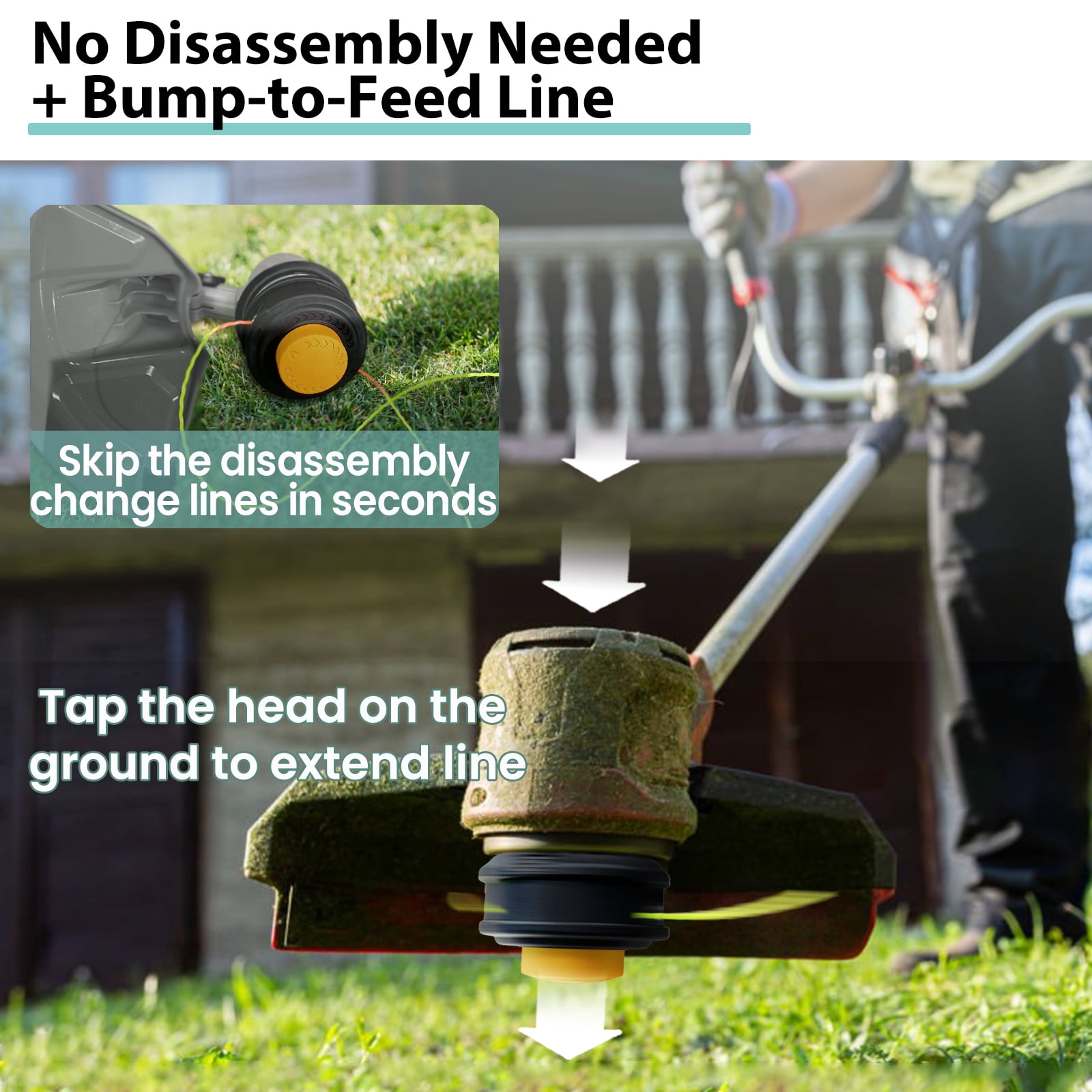 Universal Weed Eater Head, Speed Feed Trimmer Head String Trimmer Head Weed Wacker Head Replacement for Echo, Ego, Dewalt, Stihl, Husqvarna Trimmer Weed Eater, with 14FT/0.095 Trimmer Line-Orange