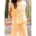 thumbnail image 2 of Yellow Smocked Ruched Peplum Top Cap Sleeve Round Neck Casual Blouse, 2 of 30