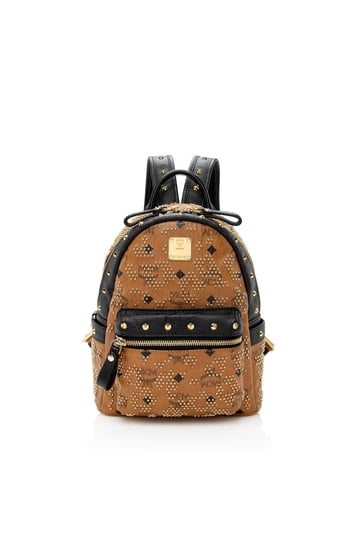 gold studded mini backpack Bee Jelly Officially licensed Disney merchandise Featuring Minnie Mouse adorned with yellow gold sequins Tremendously sparkly Mcm X Wizpak Backpack In