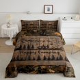 thumbnail image 2 of Manfei Vintage Camping Car Full Size Comforter Sets 3-Piece,Vintage Adventure Cabin Bedding Comforter Set,Brown Dark Green,1 Comforter and 2 Pillowcases,Reversible, 2 of 6