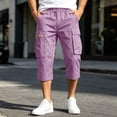 thumbnail image 7 of Capri Cargo Shorts for Men - Below Knee Long Shorts with Pockets Dstring Elastic Waist Baggy Utility Hiking Pants,2XL, 7 of 7