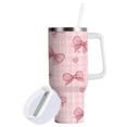 thumbnail image 2 of 30 oz Tumbler With Handle Stainless Steel Insulated Tumbler With Lid for Car Cup Holder Pink Plaid Bow, 2 of 9