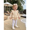 thumbnail image 3 of Cjfdfy Newborn Baby Girls Fall Romper Clothes Solid Ruffled Long Sleeve Bubble Dress Bodysuit And Bow Headband Infant Cute Jumpsuit Fall Winter Outfit 0-18 Months, 3 of 9