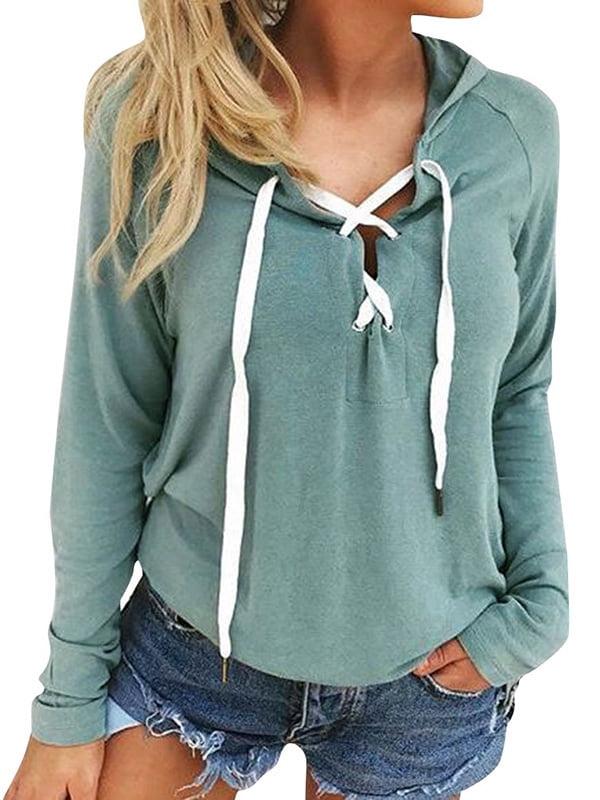 lace up long sleeve hoodie