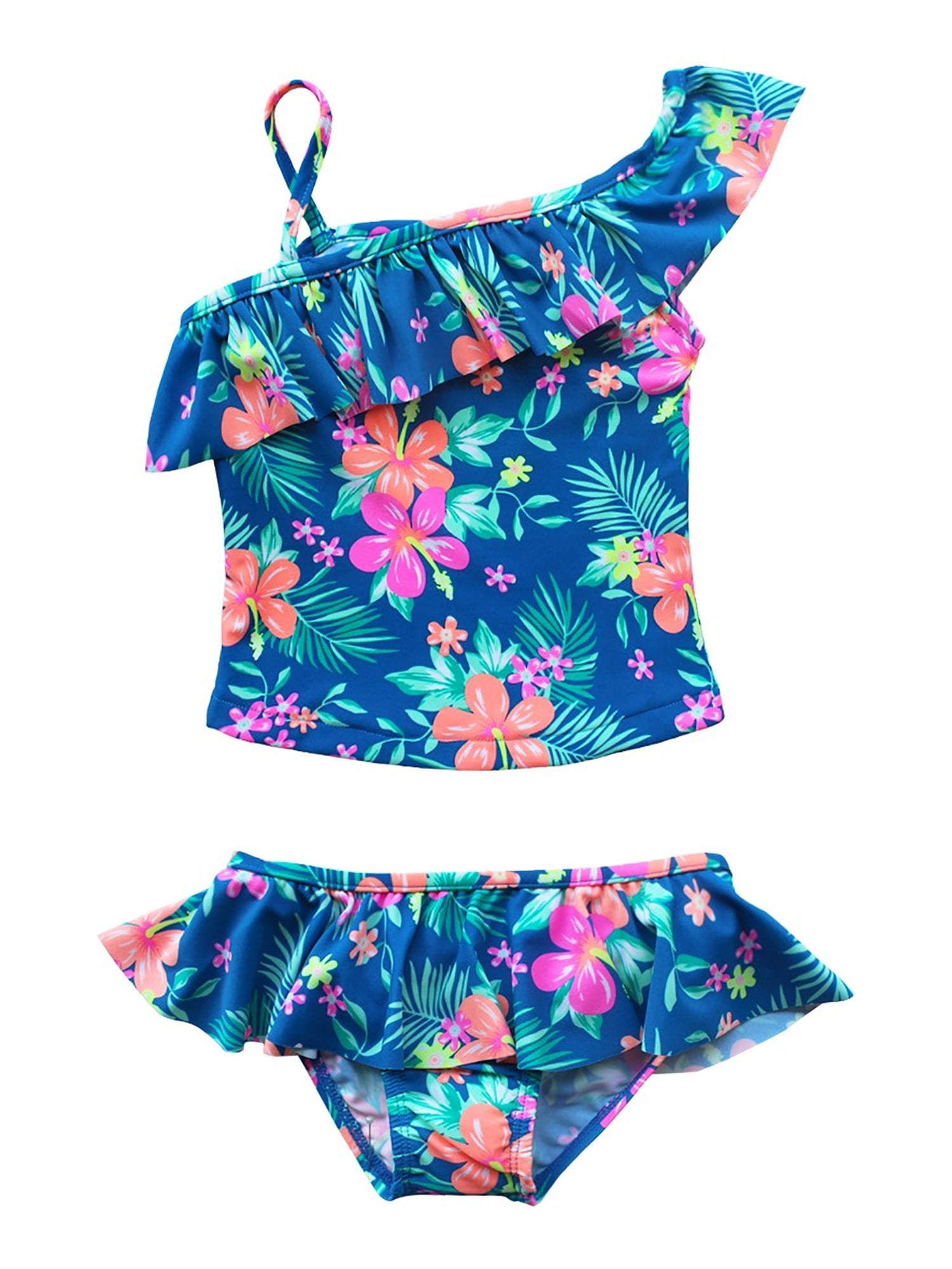 iEFiEL - Little Girls Cute Floral Ruffles Tankini Swimsuit Beach ...