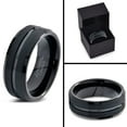thumbnail image 3 of Charming Jewelers Black Tungsten Wedding Band Ring 8 or 10mm for Men Women Comfort Fit Black Beveled Edge Polished Brushed Lifetime Guarantee, 3 of 5