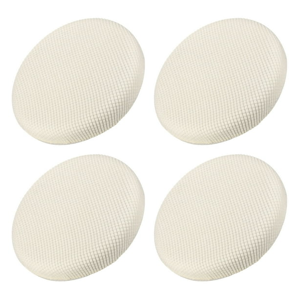 Fundas de taburete redondo de 4 piezas, fundas de silla redonda Diámetro 12-14", cojines de asiento de silla redonda blancos