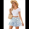 thumbnail image 2 of Falda Plisada para Mujer, Básica, Informal, de Cintura Alta, con Volantes, Acampanada, Minifalda. Azul y XL, 2 of 7