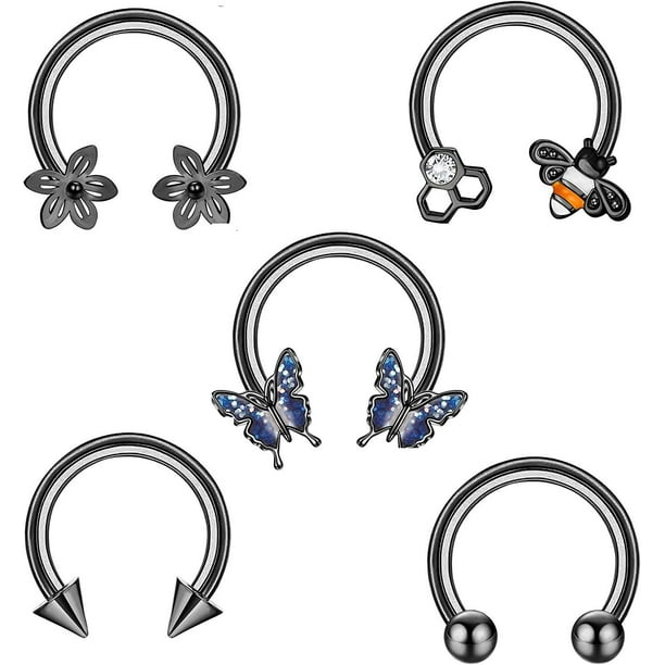 5PCS Septum Rings for Women Men 16G Horseshoe Stainless Septum Piercing Jewellery Tragus Daith