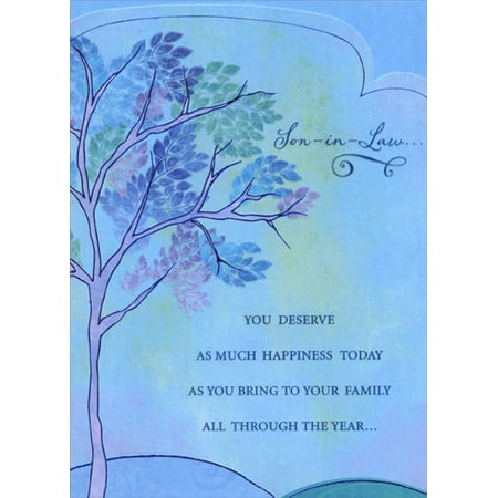 Designer Greetings Blue, Purple and Green Leaves on Tree Die Cut Father's Day Card for Son-in-Law