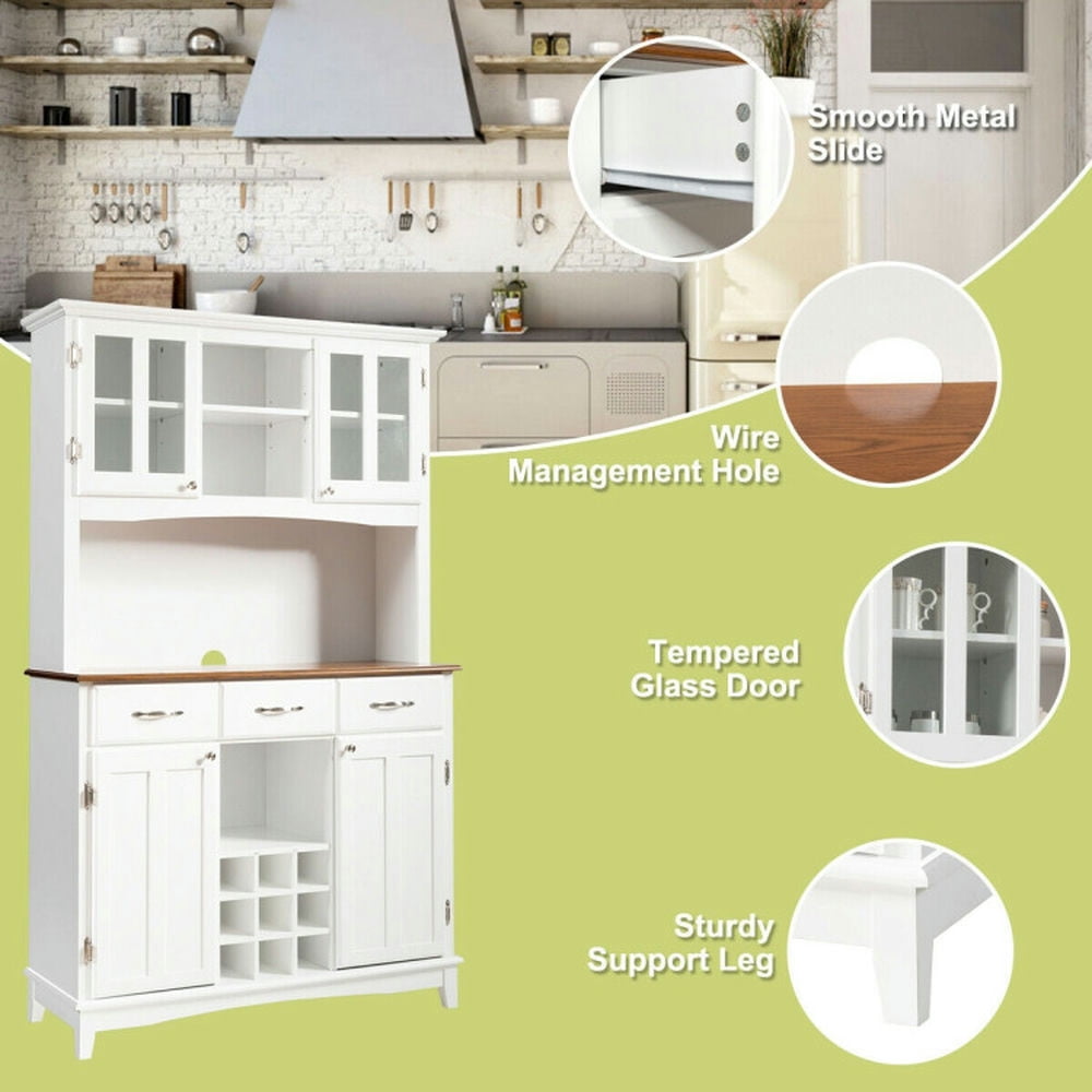 Finihen Kitchen Storage Cabinet, Buffet Sideboard, Wood Buffet Hutch Cabinet with 3 Large Drawers, for Dining Room, Kitchen, Living Room, White Finihen Kitchen Storage Cabinet, Buffet Sideboard, Wood Buffet Hutch Cabinet with 3 Large Drawers, for Dining Room, Kitchen, Living Room, White
