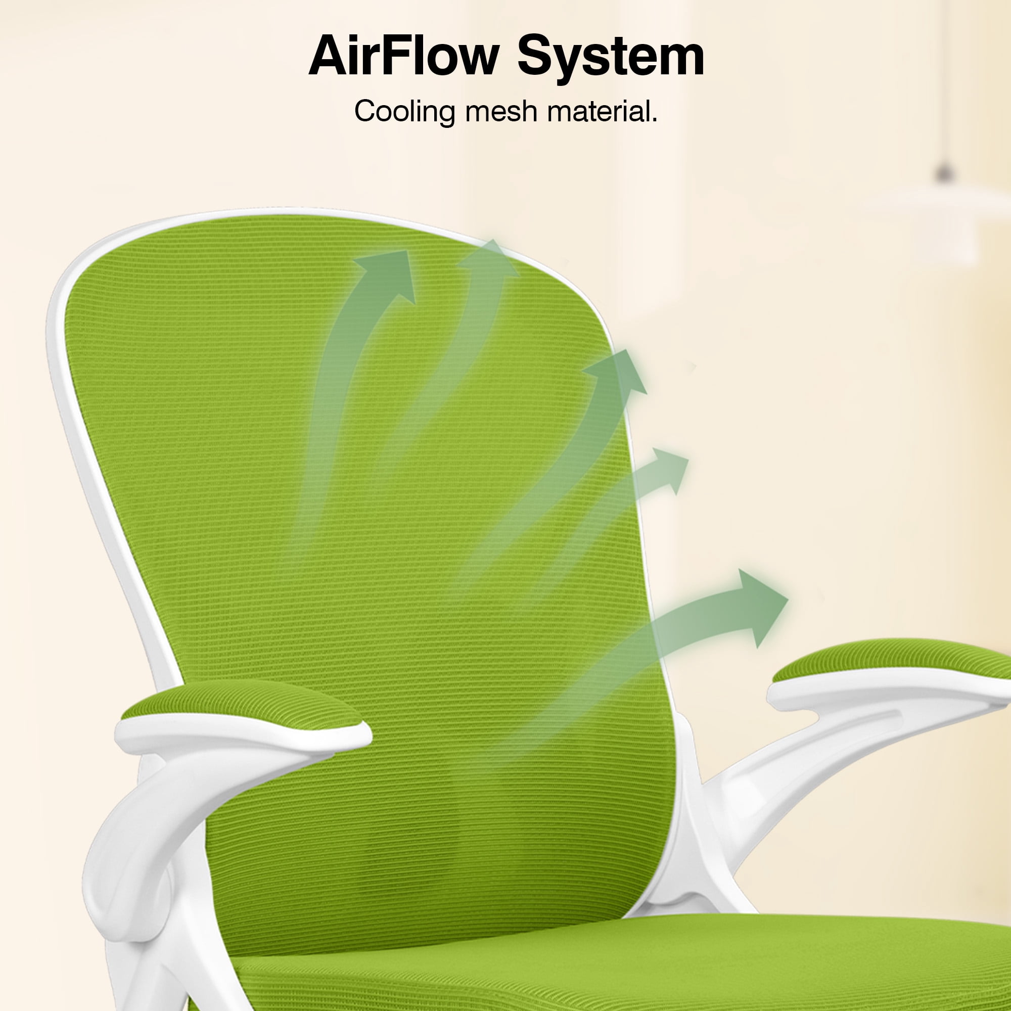 ATHOPE Ergonomic Office Chair, Mesh Desk Chair with Lumbar Support, Tall Office Chair with Flip-Up Armrests and Footrest Ring, Adjustable Computer Chair for Standing Desk Home Office, Green