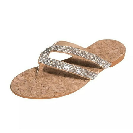 

Flip Flops for Women Plus Size Flatform Rhinestones Slides Clip-Toe Fashion Casual Sandals Women Summer Comfy Slippers
