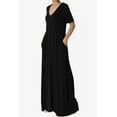 thumbnail image 3 of TheMogan Women's S~3X Soft Jersey Oversized V-Neck Short Sleeve Maxi Dress W Pocket, 3 of 6