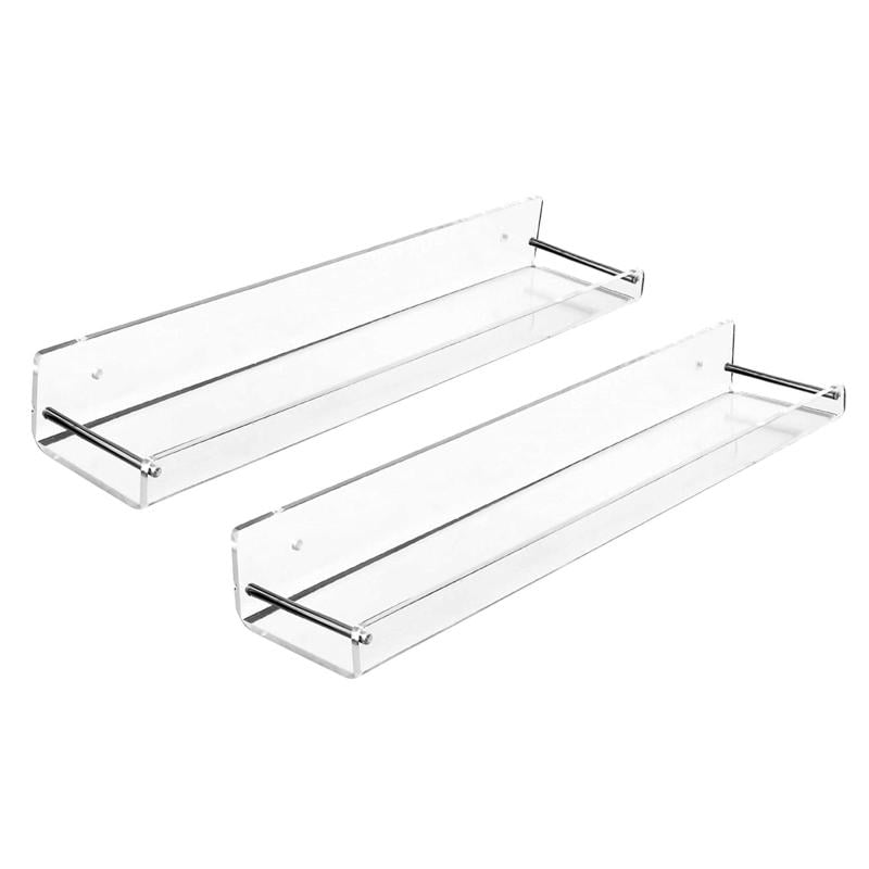2pcs Clear Acrylic Wall Mount Hanging Shelf Display Rack Case Organizer