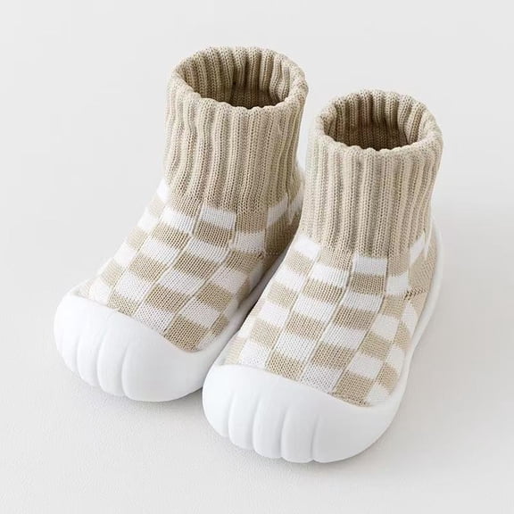 Meckior Baby Sock Shoes High-Top Checkered Toddler Walking Shoes Non-Slip Breathable Soft Sole for baby Boys Girls