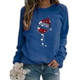 thumbnail image 2 of Suéter navideño para mujer, gorro navideño, copa de vino tinto, estampado, cuello redondo, manga larga, suéter 2023 nuevo, 2 of 5
