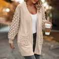 thumbnail image 5 of Lovskoo Cardigan Sweaters for Women Winter Solid Color Pockets Casual Long Sleeve Long Sweater Coat Cardigan Blouse Tops Beige, 5 of 6