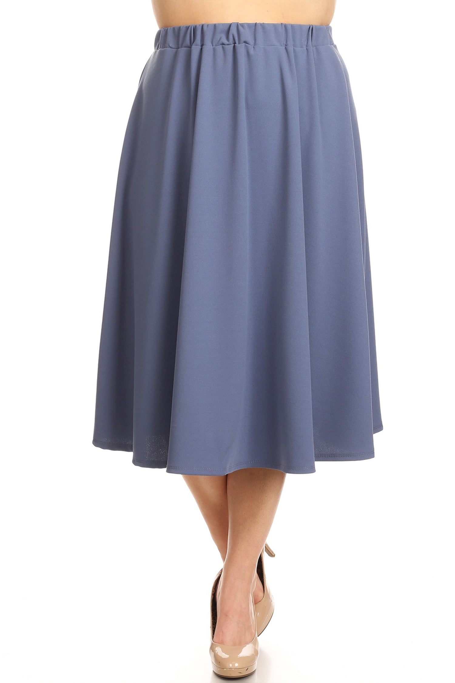 Women's Plus Size Solid Midi Skirt - Walmart.com