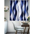 thumbnail image 4 of Navy Blue Striped Ombre Sheer Curtains 72 Inch Length 2 Panels Set, Modern Blue Moire Geometric Voile Window Treatment Rod Pocket Curtains Sheers Drapes for Bedroom/Living Room/Kitchen 52"x72"x2, 4 of 7