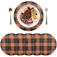 thumbnail image 2 of Orange & Black Buffalo Plaid Round Placemat Set of 4, Non-Slip Heat Resistant & Waterproof Plate Pads for Dinner Table Table Placemats, 15.4 in Home Decor, 2 of 6