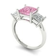 thumbnail image 2 of 2.5 ct Princess Cut Simulated Pink Diamond Three-Stone Engagement Ring for Women in 18K White Gold, 2 of 5