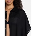thumbnail image 5 of Time and Tru Women's Button Down Cover-Up, Black Soot, Sizes 2XL/3XL, 5 of 6