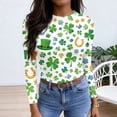 thumbnail image 4 of ASDFVBKG Women's St Patrick's Day Blouse Casual Crew Neck Basic Long Sleeve Slim Fit Shirts Ribbed Knit Shamrock Comfortable Pullover Tops Mint Green S, 4 of 6