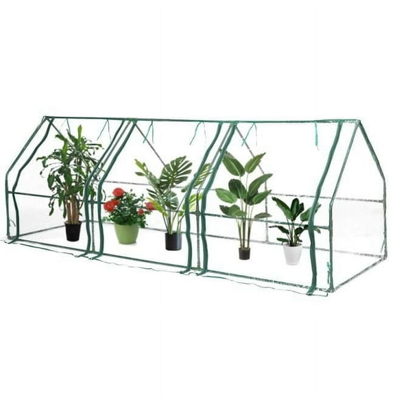 36.25 x 36.25 x 107 in. Outdoor Waterproof Portable Plant Greenhouse with 2 Clear Zippered Windows, Green - Large