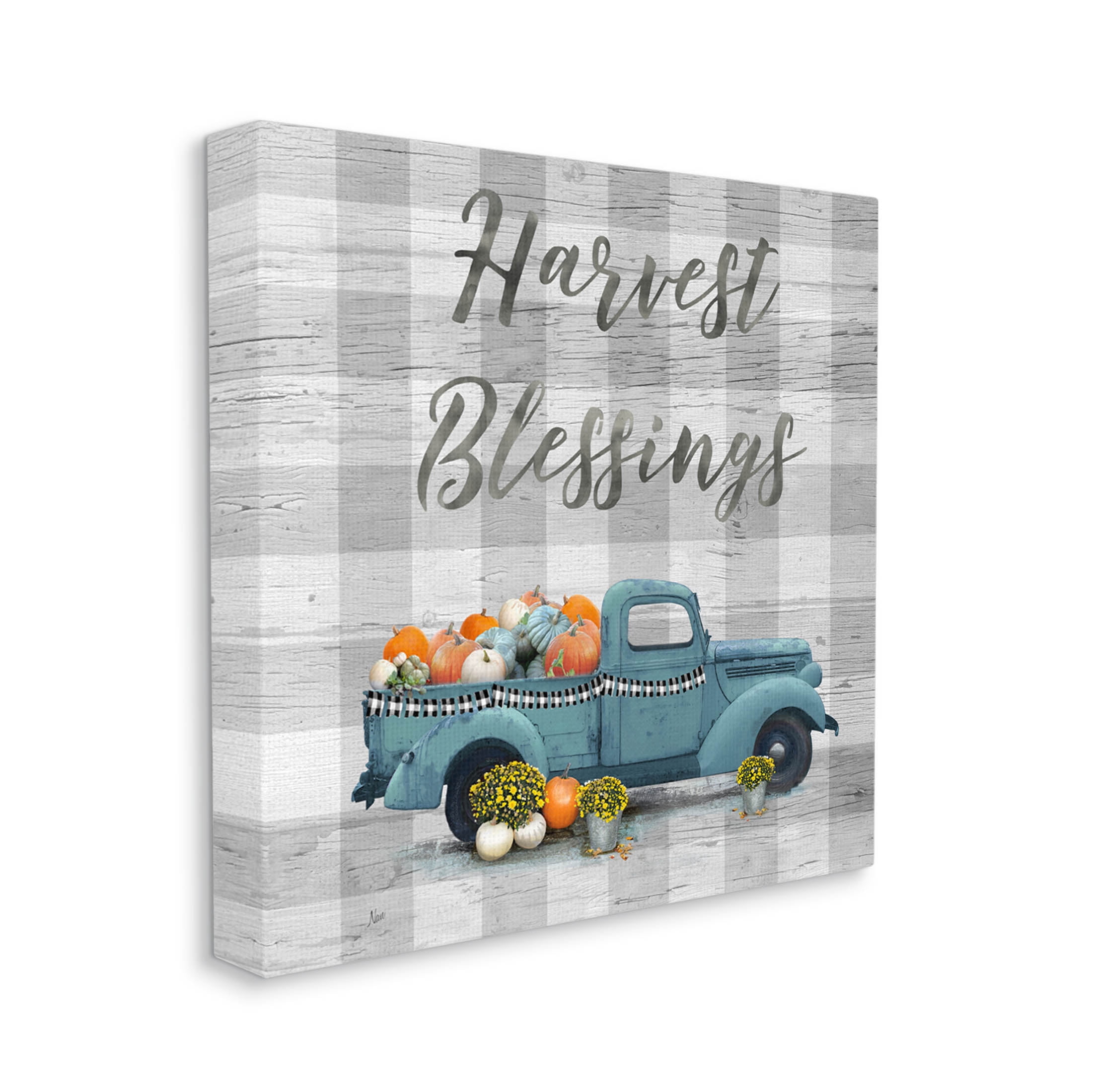 Stupell Industries Harvest Blessings Fall Pumpkin Truck Graphic Art Gallery Wrapped Canvas Print Wall Art, Design by Nan