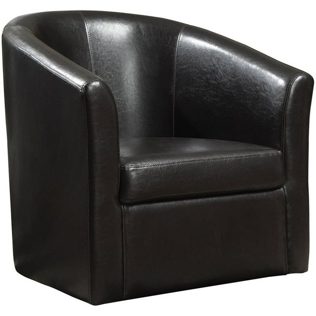 Bowery Hill Chaise d'Appoint Pivotante en Simili Cuir en Marron Foncé