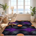 thumbnail image 3 of Design&I 8'x10' Washable Area Rug Cd Record Music Retro Groovy Swirl Border Tapete Redondo Wet Vinyl Refined for King Size Bedroom, Under Bed, Sleek Flatweave Pet Friendly, 3 of 7