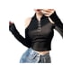 thumbnail image 3 of Txlixc Blusa casual para mujer con hombros descubiertos, blusa de manga larga con cuello alto y gancho Txlixc  Moda, 3 of 9