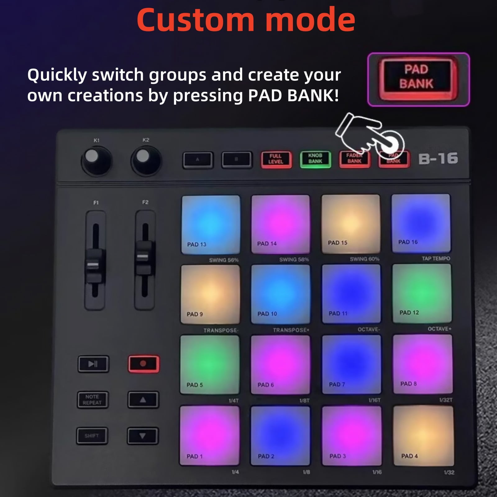 CSYANXING Professional Midi Controller for Studio Recording, 2 Assignable Buttons & Endless Rotary Knobs