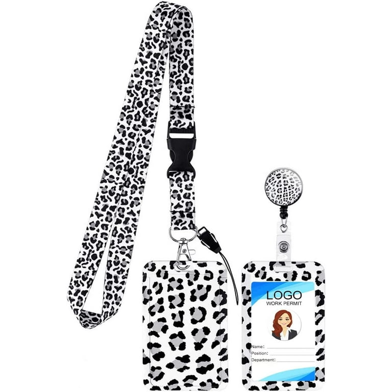 ID Badge Holder with Detachable Neck Lanyard and Retractable Badge