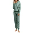 thumbnail image 2 of Women'S V Neck 2 Piece Sweater Set Pullover Casual High-Waisted Knit Set Sweatsuits Green One size, 2 of 5