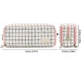 thumbnail image 3 of Large 3-Compartment Pencil Case Canvas Pen Bag for Teens Boys Girls School Kids (Black Grid, Pink Stripes), 3 of 3