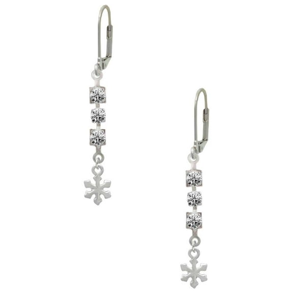 Silvertone Mini Snowflake Crystal Madison Leverback Earrings