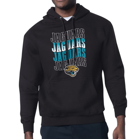 Men's Starter Black Jacksonville Jaguars Repeat Wordmark Retro Team Logo Pullover Hoodie