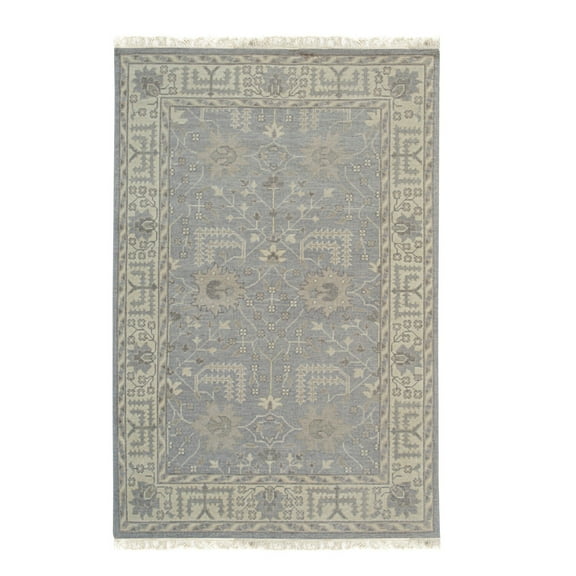EORC Gray Hand Knotted Wool Traditional Oushak Rug, 6' x 9'
