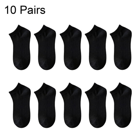 10 Pcs Unisex No Show Ankle Socks, Low Cut Cotton Socks Grey Athletic Socks Casual Running Socks for Men Women, No Show Crew Socks Perfect for Daily Wear, Travel, Sports(Black One Size)