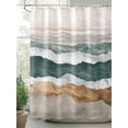 thumbnail image 2 of Abstract Wave Shower Curtain, Lines Green White Brown Ombre Modern Art Waterproof Shower Curtain Set with 12 Hooks Lightweight Washable Fabric Shower Curtains for Bathroom 36x72 Inches, 2 of 6