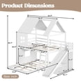 thumbnail image 2 of House Bunk Bed Full over Full with Storage Shelves and Wardrobe, Wood Floor Bunk Bed Frame with Ladders and Slides for Boys Girls, White, 2 of 14