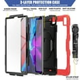 thumbnail image 4 of Dteck Screen Protector Case for iPad Pro 5th Generation 12.9-inch 2021,Shockproof Rubber Armor 3-Layer Protection Case Hybrid Stand Cover with Adjustable Shoulder/Hand Strap,Black+Red, 4 of 7