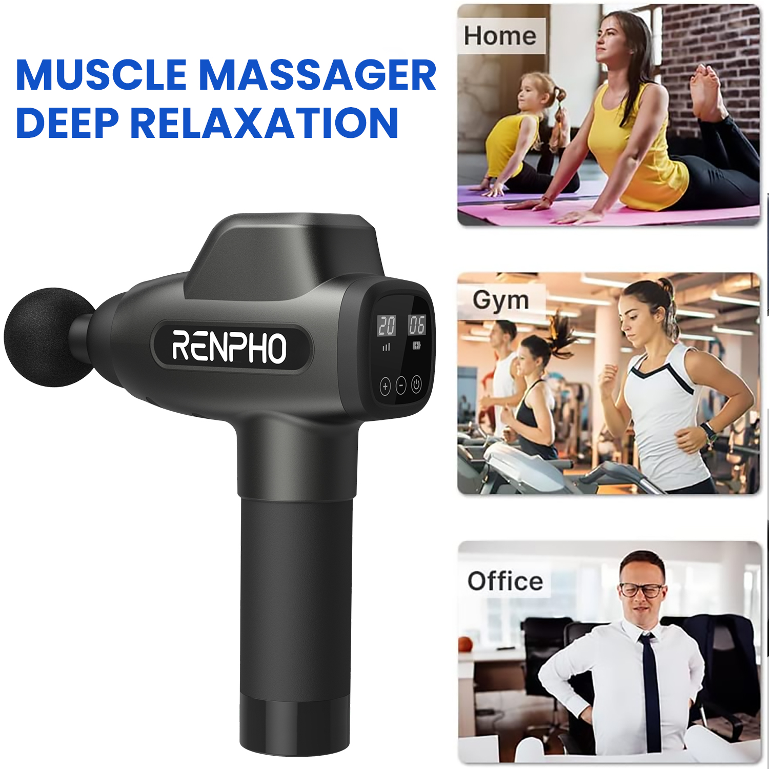 Renpho Percussion Muscle Massage Guns for Athletes Pain Relief -Black, Ideal Gifts - image 5 of 12