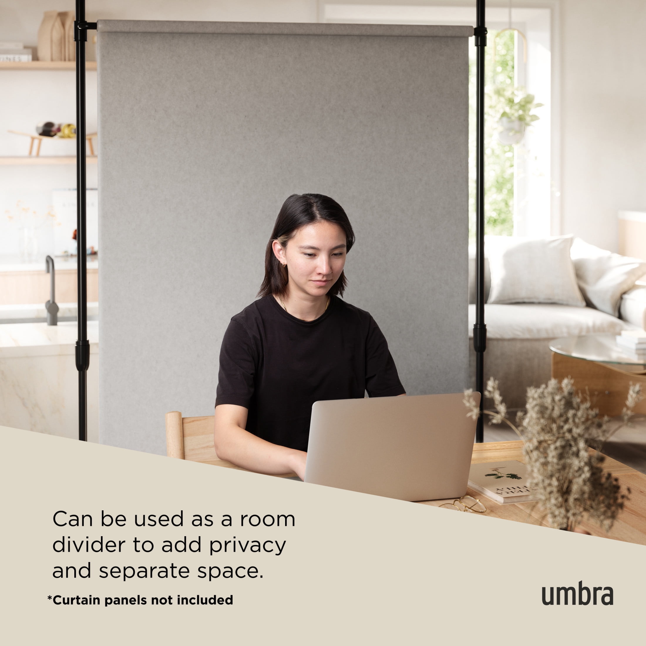 Umbra Anywhere Expandable Rod Curtain Rod & Room Divider 36-66"