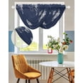 thumbnail image 3 of Navy Blue White Floral Sheer Waterfall Valance Curtains for Window, Abstract Art Summer Botanical Rod Pocket Sheer Topper Swag Curtains for Living Room, Kitchen 38.5"W x 47.2"L, 1 Panel, 3 of 7